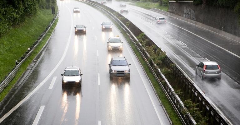 Image of cars on a wet road