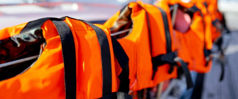 image of lifejackets on boat