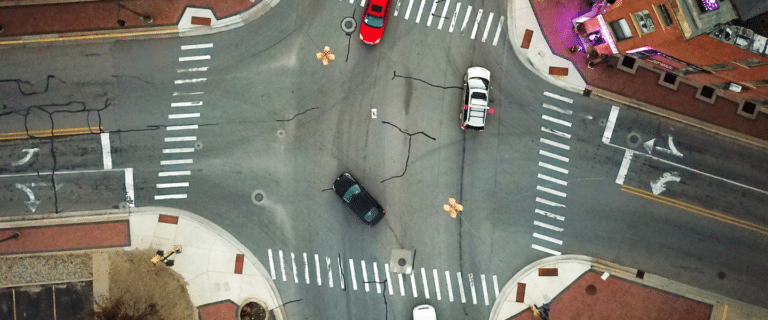 Image of an intersection as seen from above